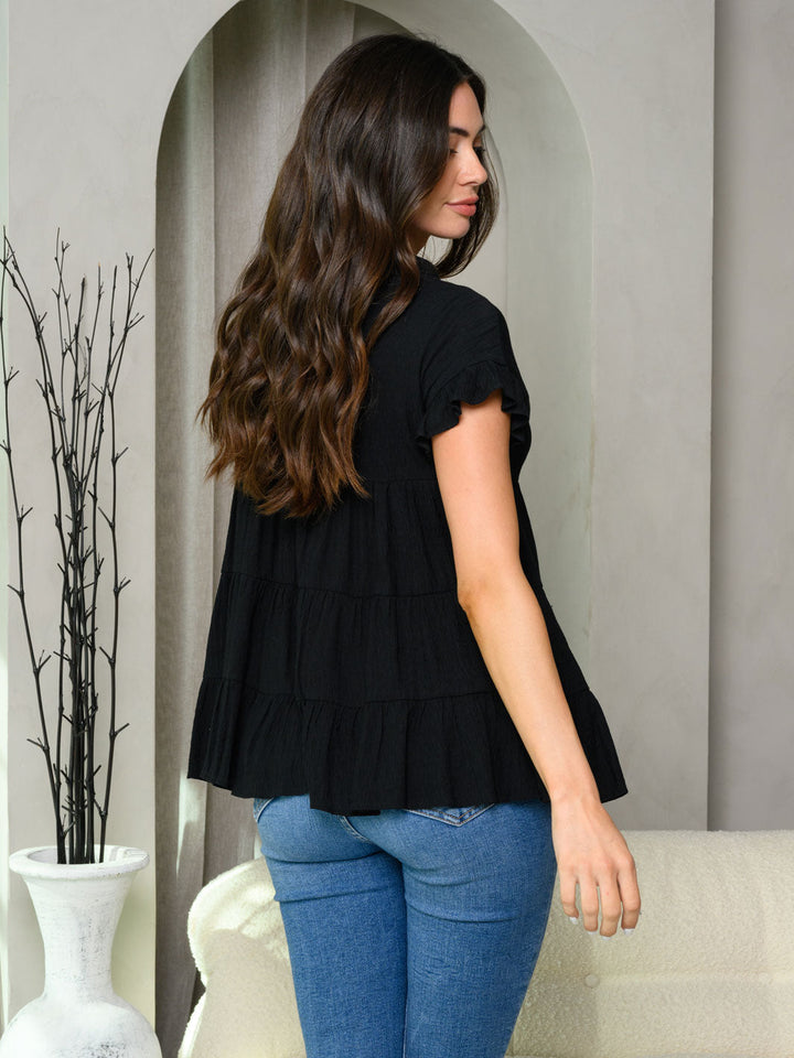 Copy of WOMEN'S SHORT RUFFLE SLEEVE TIERED TUNIC TOP