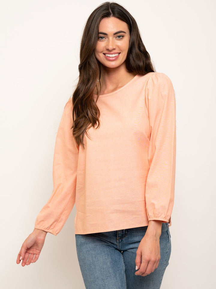 WOMEN'S 3/4 SLEEVES BACK DETAIL TOP