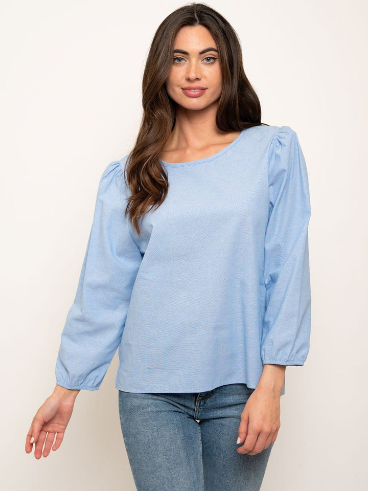 WOMEN'S 3/4 SLEEVES BACK DETAIL TOP