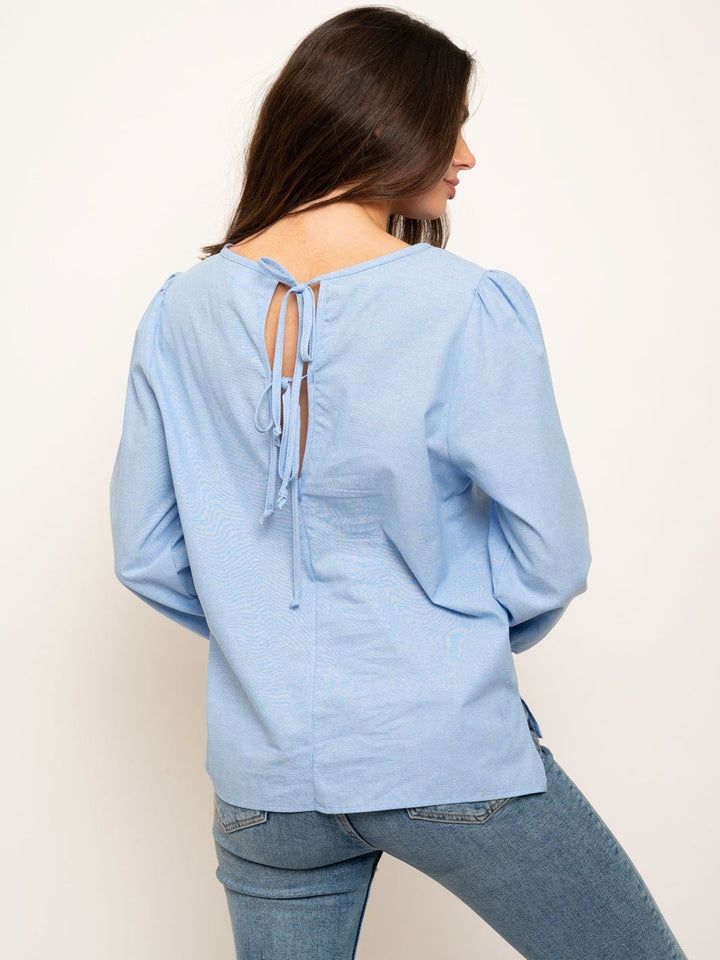 WOMEN'S 3/4 SLEEVES BACK DETAIL TOP
