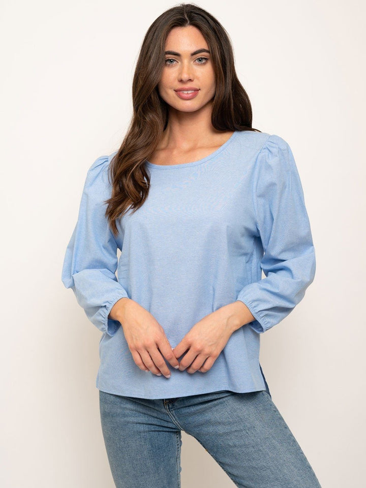 WOMEN'S 3/4 SLEEVES BACK DETAIL TOP