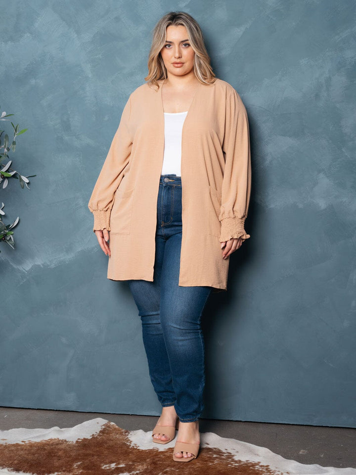WOMEN'S LONG SLEEVE OPEN FRONT POCKETS CARDIGAN
