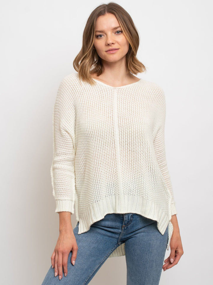 WOMEN'S SOLID HIGH LOW SWEATER
