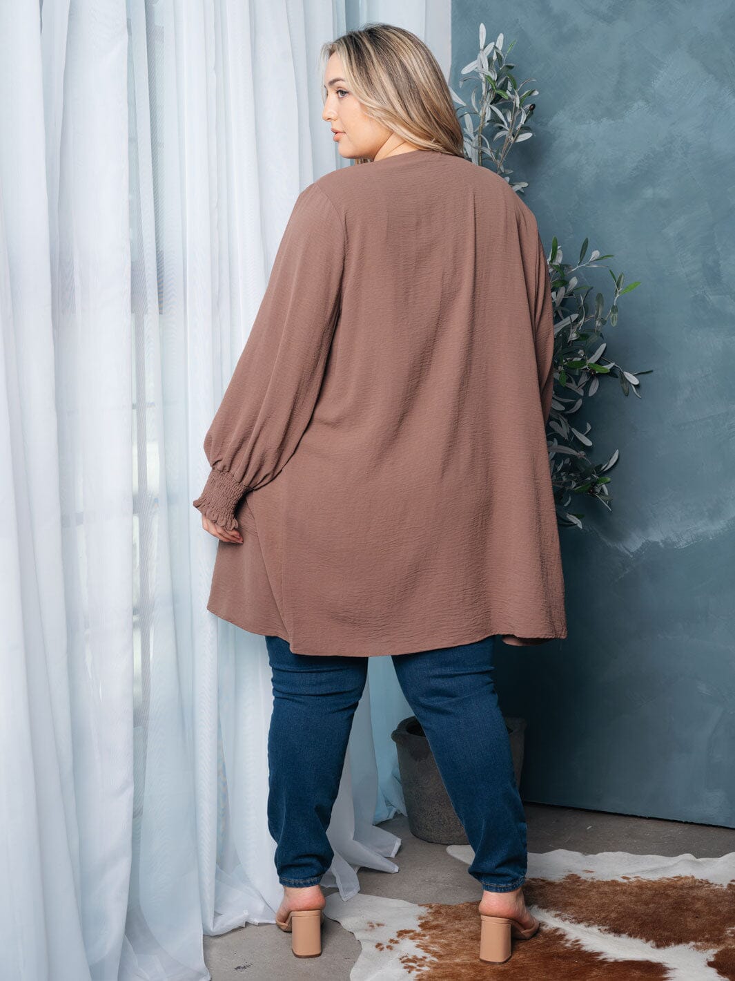 WOMEN'S LONG SLEEVE OPEN FRONT POCKETS CARDIGAN
