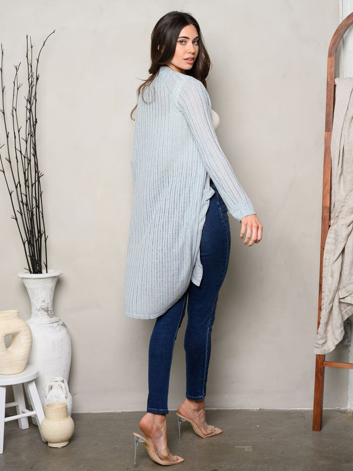 WOMEN'S LONG SLEEVE OPEN FRONT POCKETS CARDIGAN