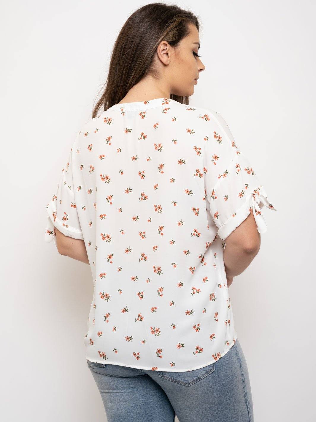 PLUS SIZE 3/4 SLEEVE FLORAL TOP