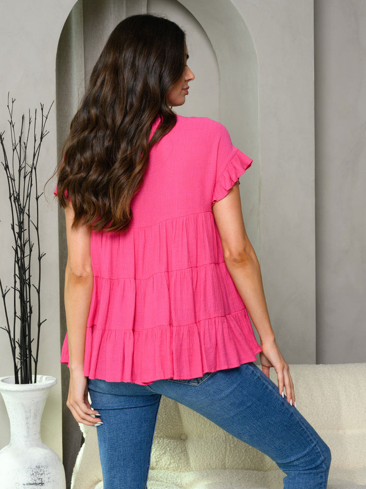 Copy of WOMEN'S SHORT RUFFLE SLEEVE TIERED TUNIC TOP