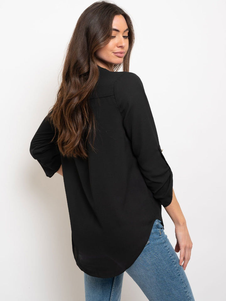 WOMEN'S HIGH-LOW 3/4 SLEEVES BLOUSE TOP