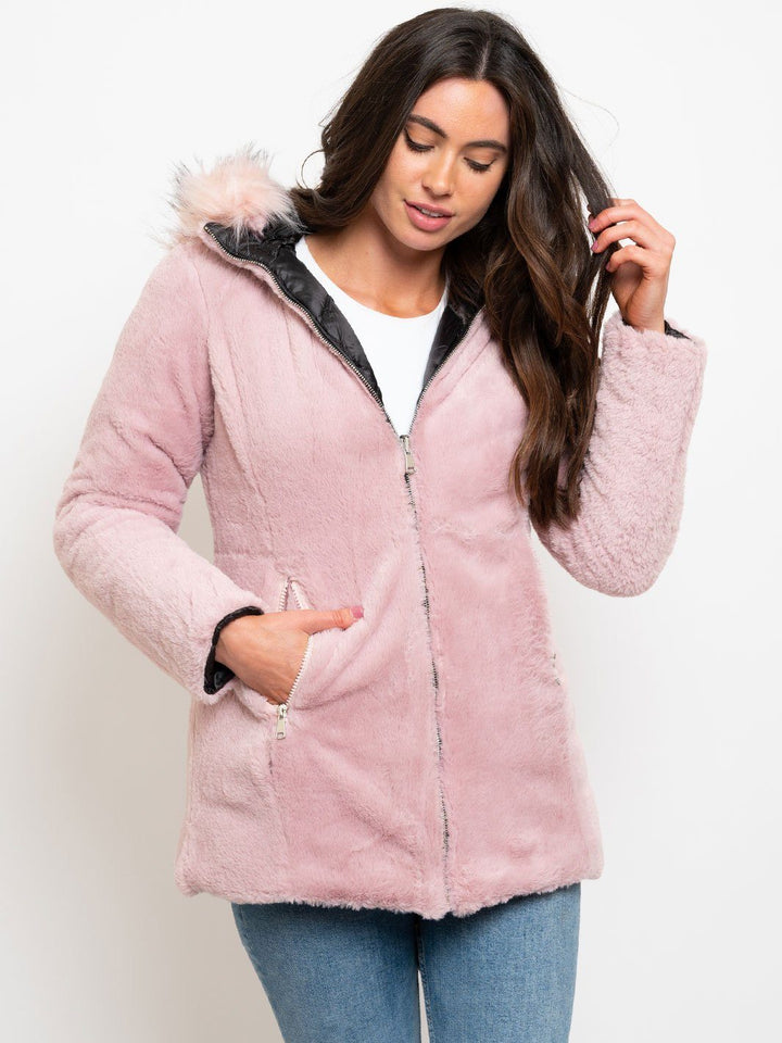 WOMEN'S MID-LENGTH HOODED QUILTED COAT