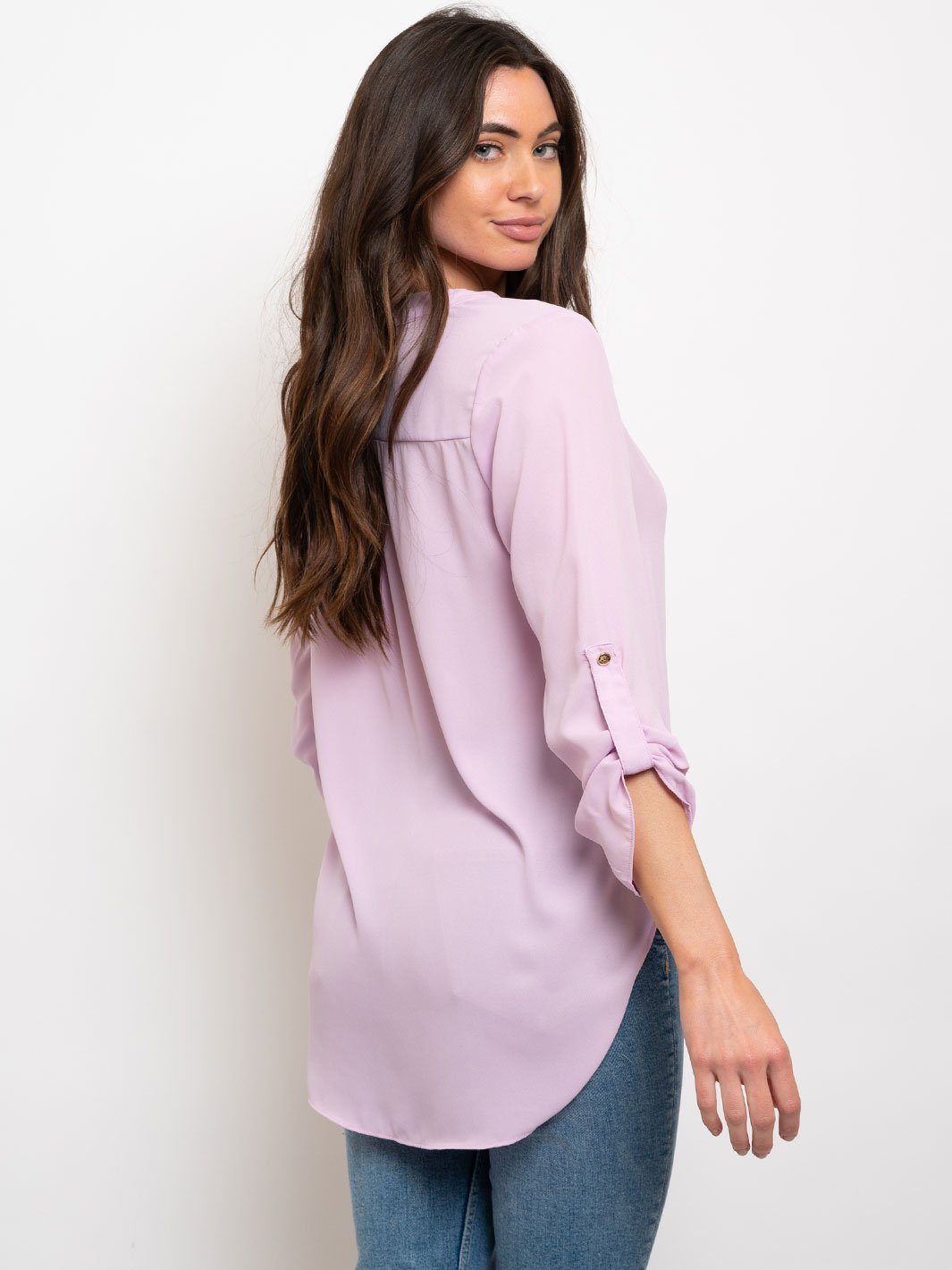 WOMEN'S HIGH-LOW 3/4 SLEEVES BLOUSE TOP