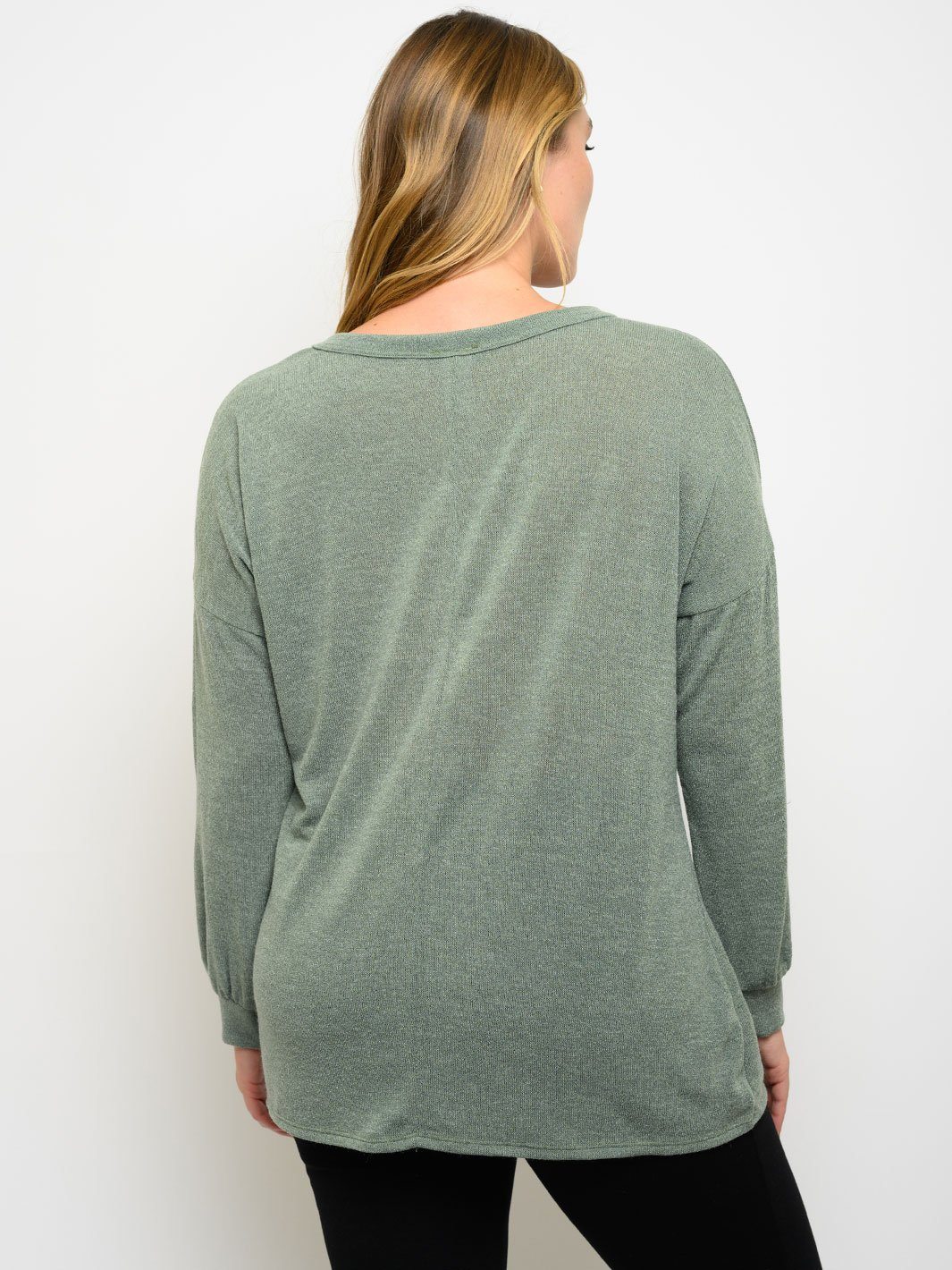 PLUS SIZE BUTTON DETAIL LONG SLEEVE TOP