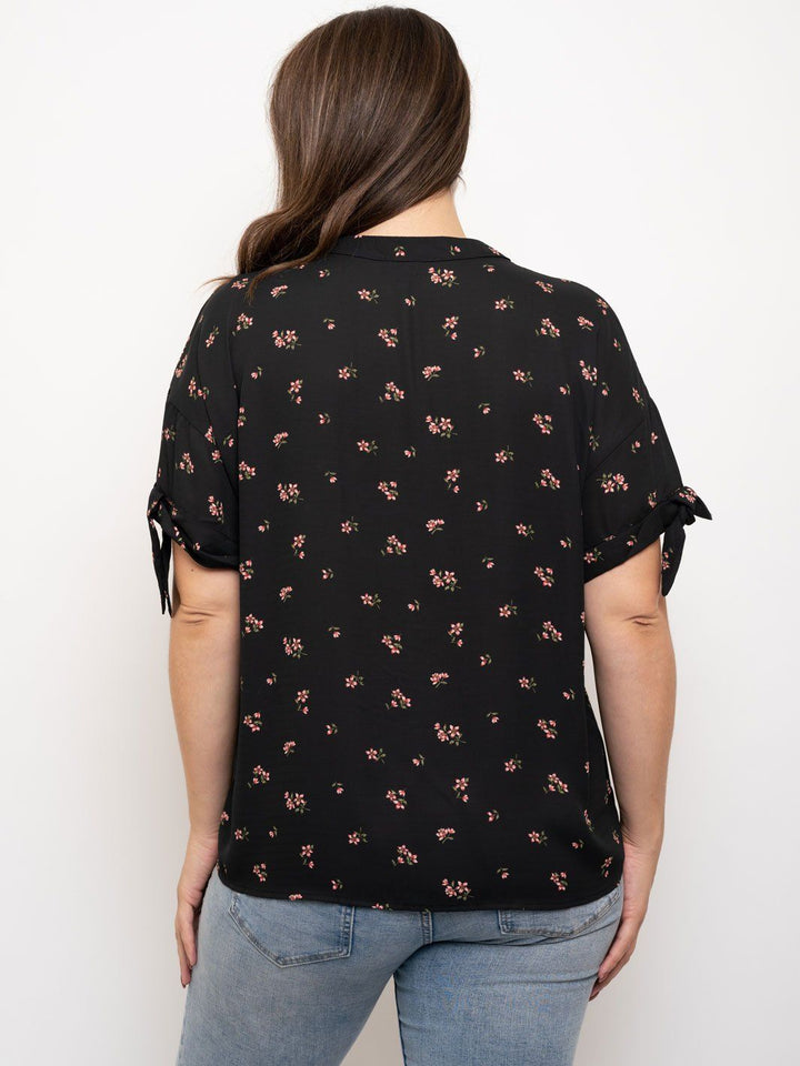 PLUS SIZE 3/4 SLEEVE FLORAL TOP