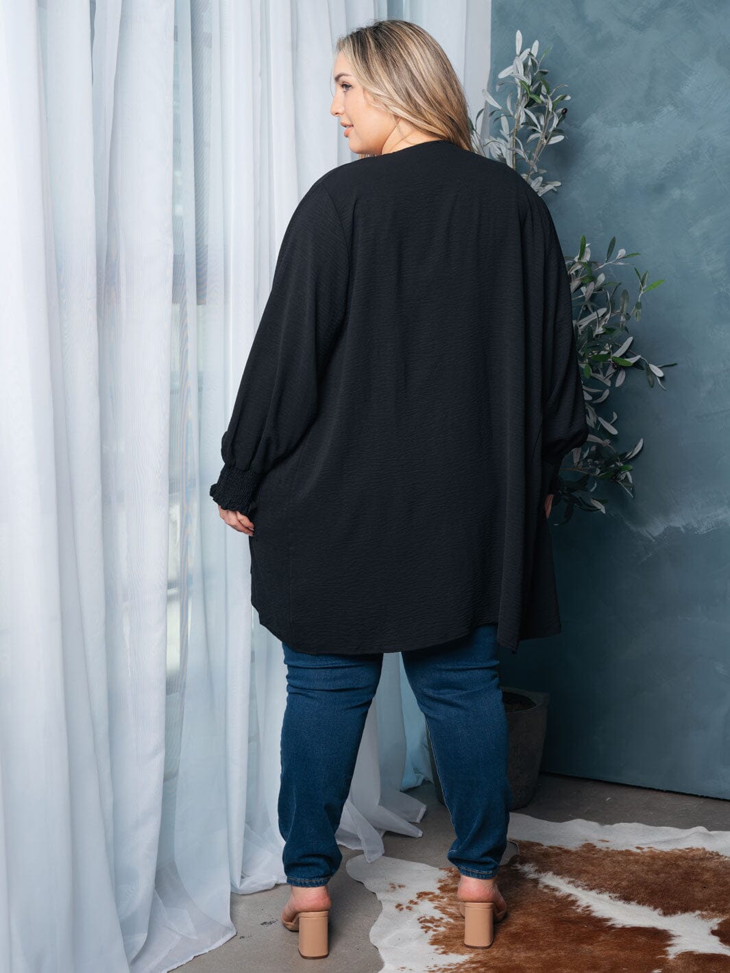 WOMEN'S LONG SLEEVE OPEN FRONT POCKETS CARDIGAN