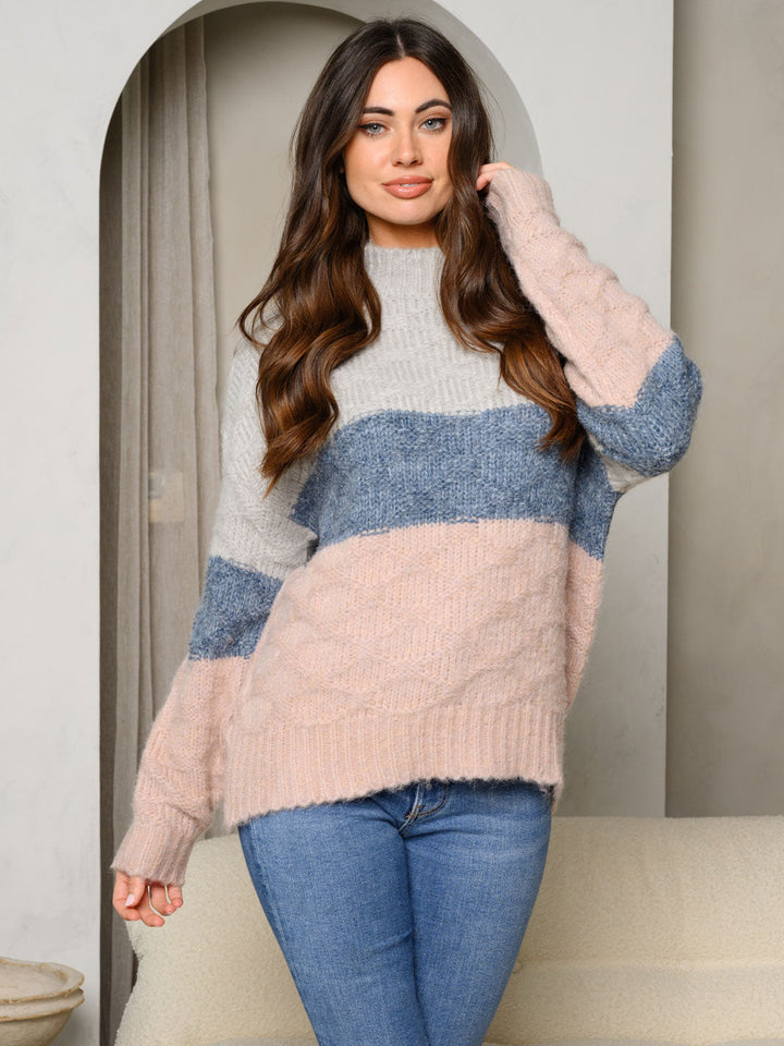 WOMEN'S LONG SLEEVE COLORBLOCK SWEATER