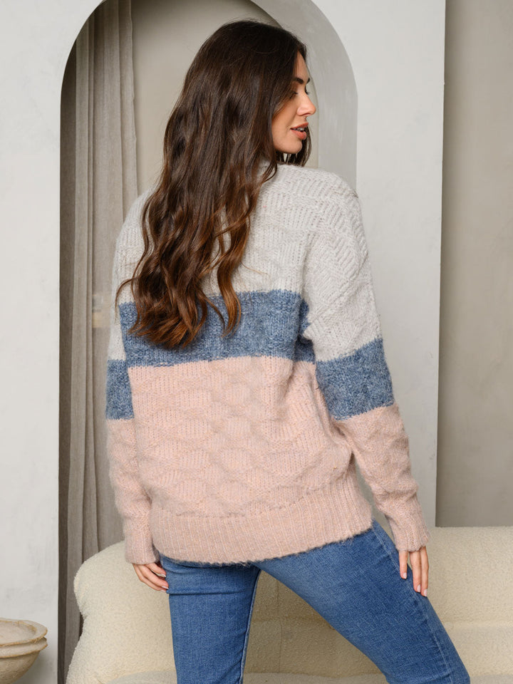 WOMEN'S LONG SLEEVE COLORBLOCK SWEATER