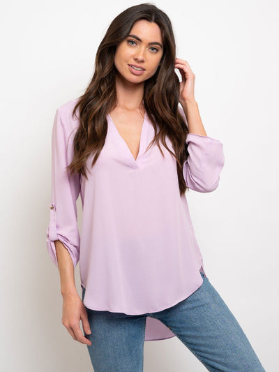 WOMEN'S HIGH-LOW 3/4 SLEEVES BLOUSE TOP