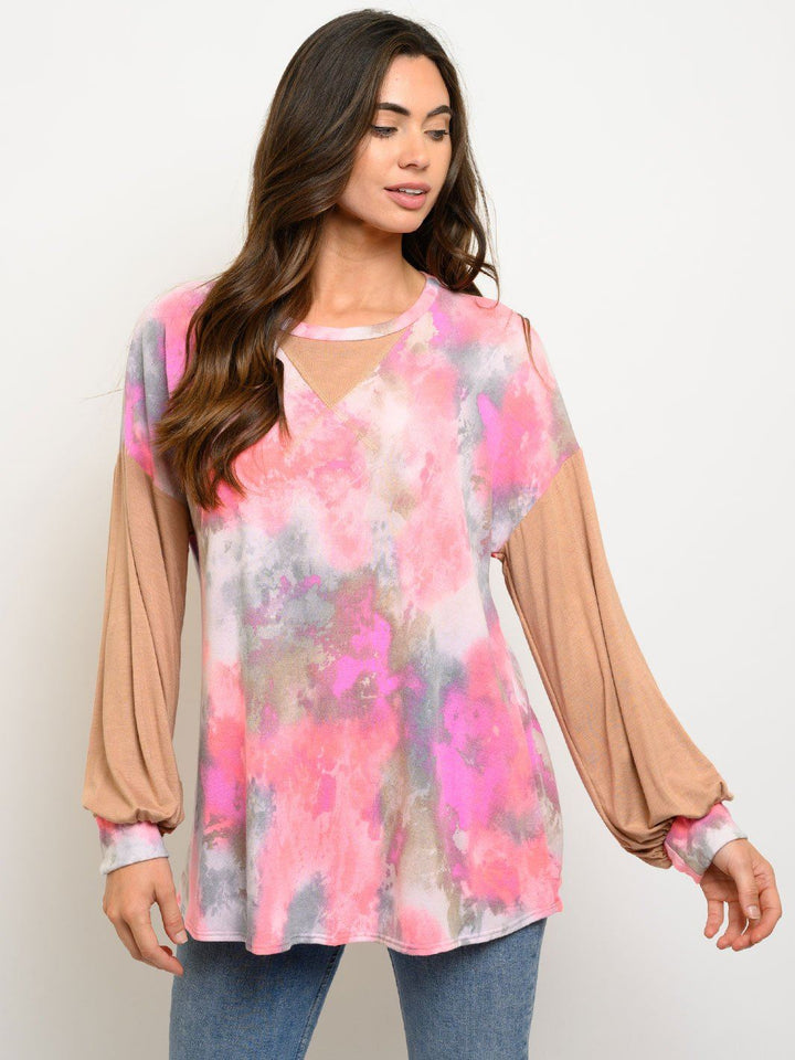 WOMEN'S LONG SLEEVE TUNIC TIE DYE TOP