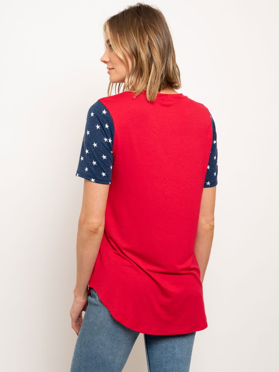 WOMEN'S FLAG PATRIOTIC POCKET TUNIC TOP
