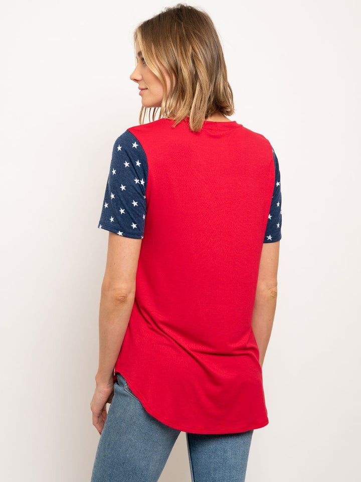 WOMEN'S FLAG PATRIOTIC POCKET TUNIC TOP