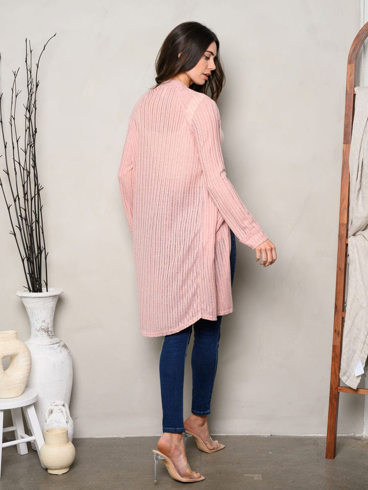 WOMEN'S LONG SLEEVE OPEN FRONT POCKETS CARDIGAN