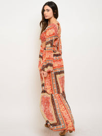 WOMEN'S PAISLEY BORDER CUTOUT MAXI DRESS