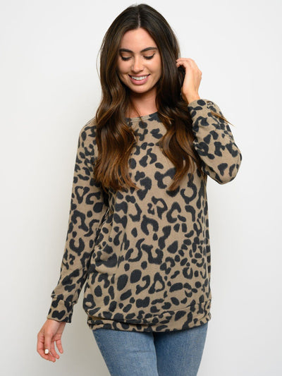 WOMEN'S ANIMAL PRINT LONG SLEEVE TOP