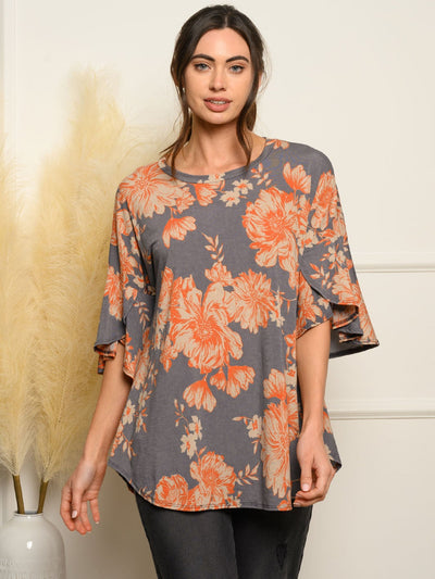 Copy of WOMEN'S SHORT RUFFLE SLEEVE TIERED FLORAL TOP