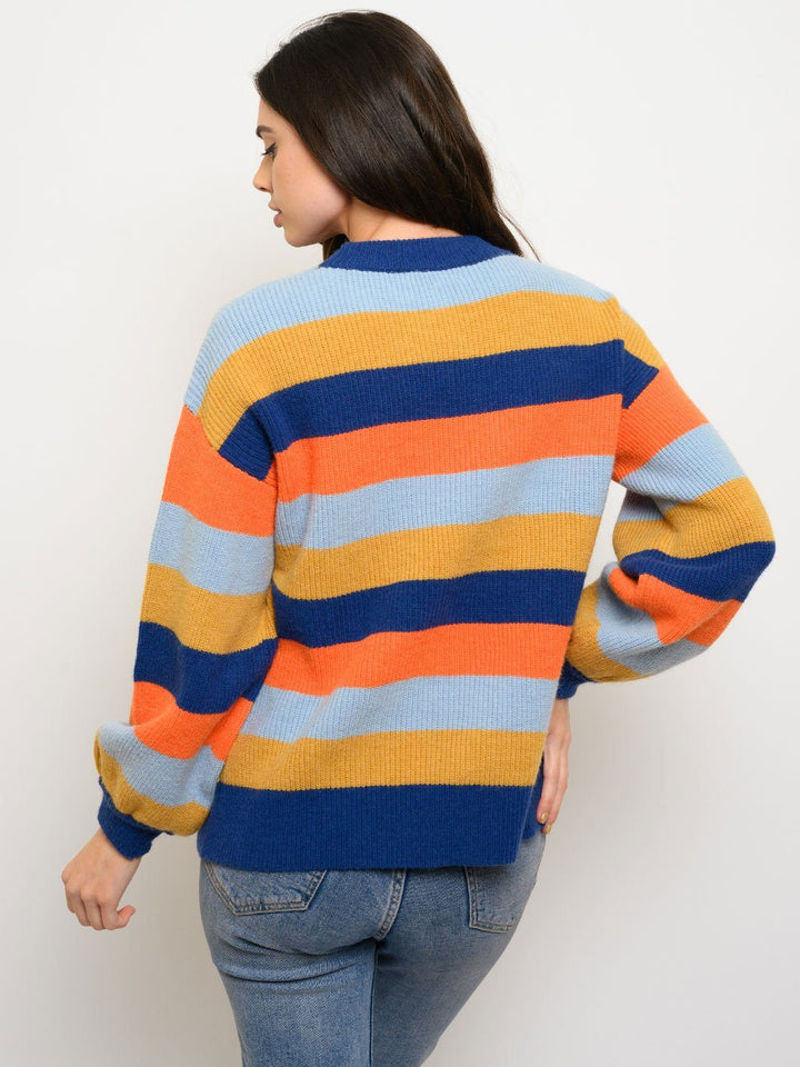 WOMEN'S LONG SLEEVE KNIT COLORBLOCK SWEATER