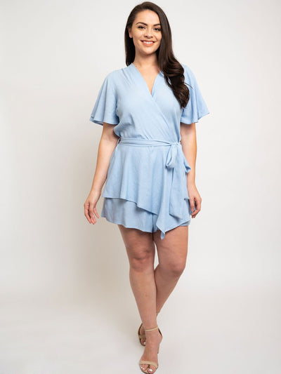 PLUS SIZE FRONT TIE LAYERED ROMPER