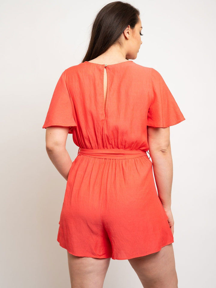 PLUS SIZE FRONT TIE LAYERED ROMPER
