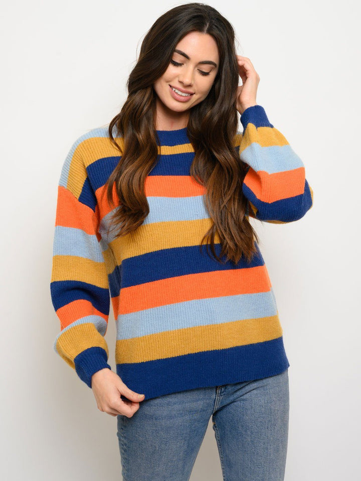 WOMEN'S LONG SLEEVE KNIT COLORBLOCK SWEATER