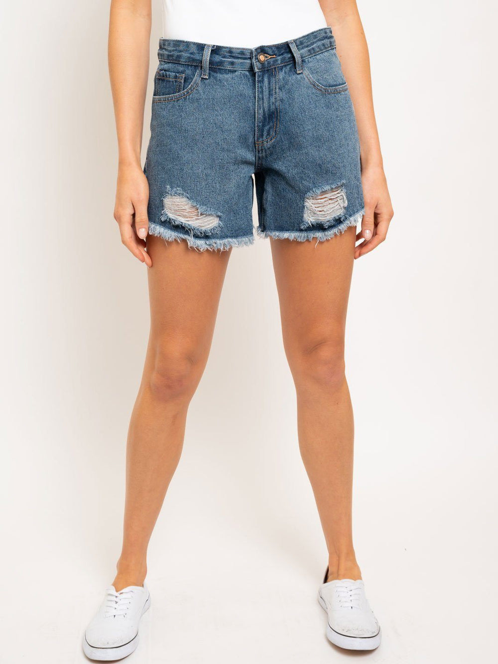 WOMEN'S DENIM BOYFRIEND DECON SHORTS