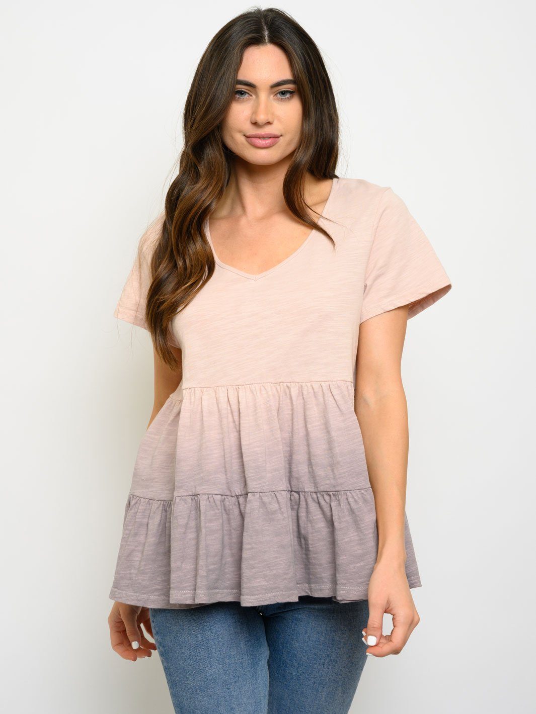 WOMEN'S SHORT SLEEVE PEPLUM TOP