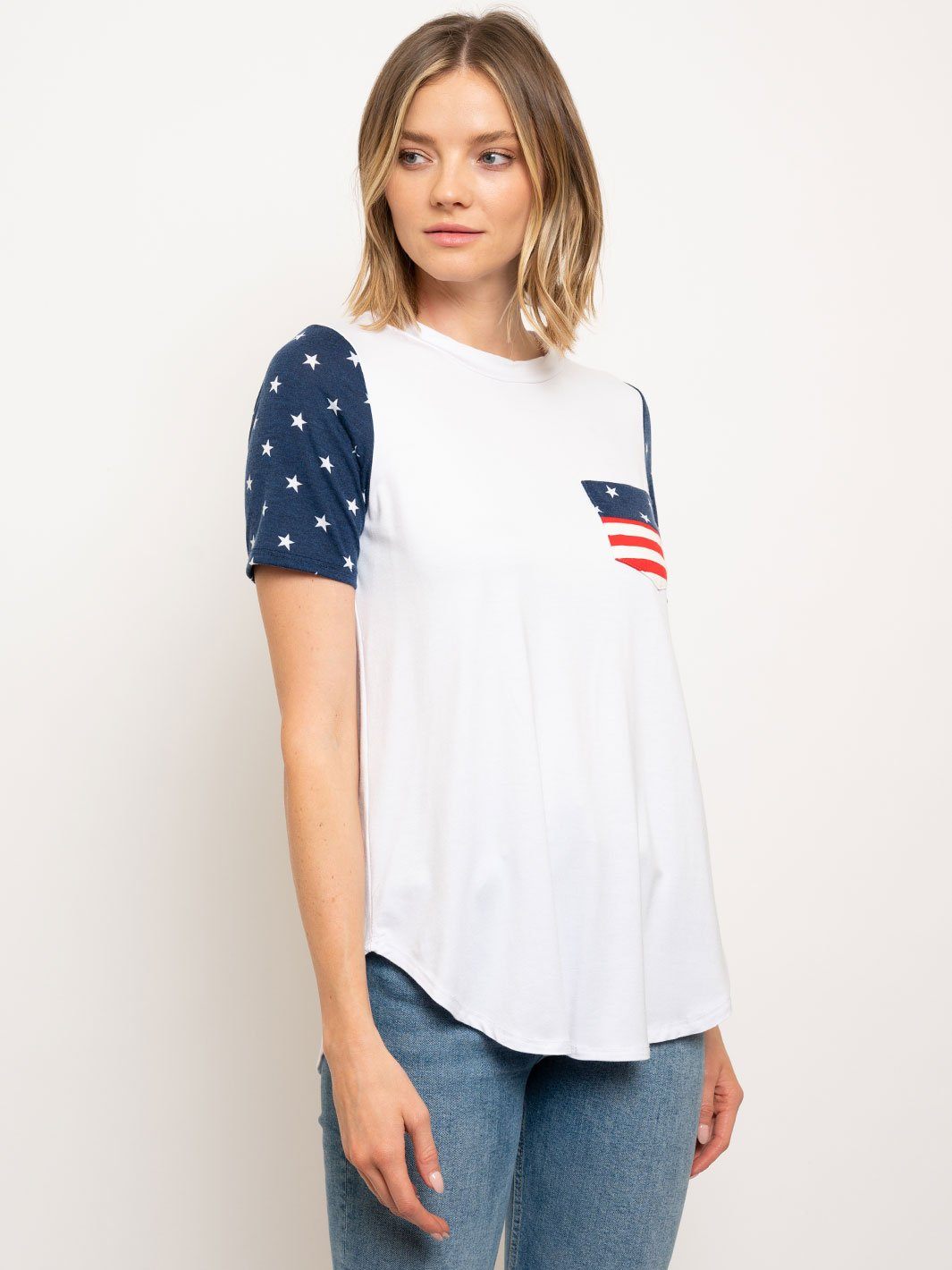 WOMEN'S FLAG PATRIOTIC POCKET TUNIC TOP