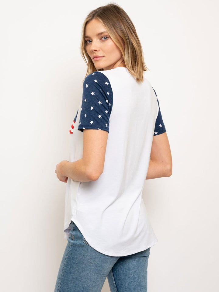 WOMEN'S FLAG PATRIOTIC POCKET TUNIC TOP