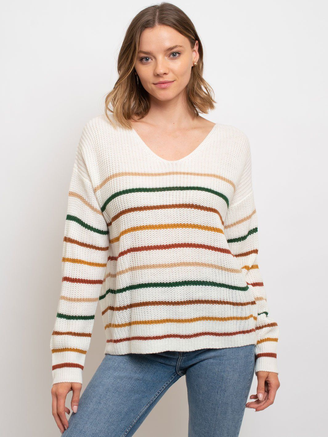 WOMEN'S MULTI STRIPES SWEATER