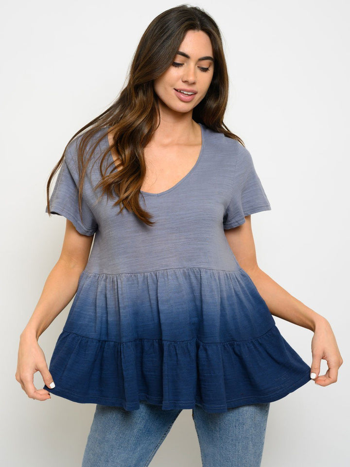 WOMEN'S SHORT SLEEVE PEPLUM TOP