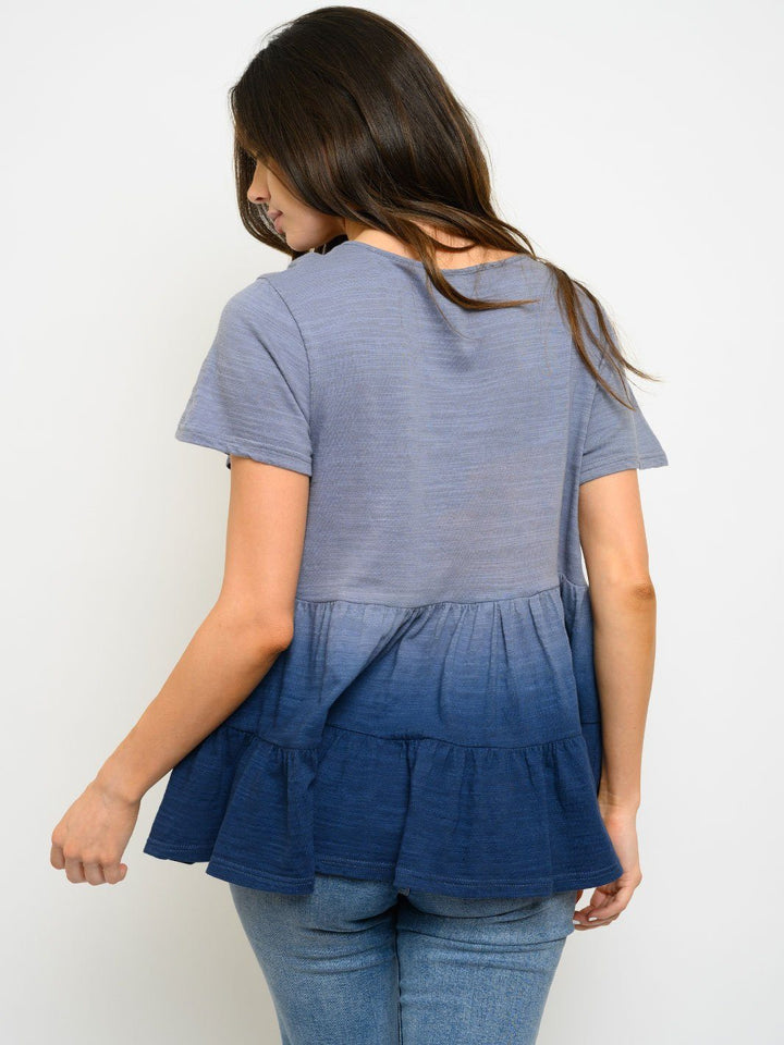 WOMEN'S SHORT SLEEVE PEPLUM TOP