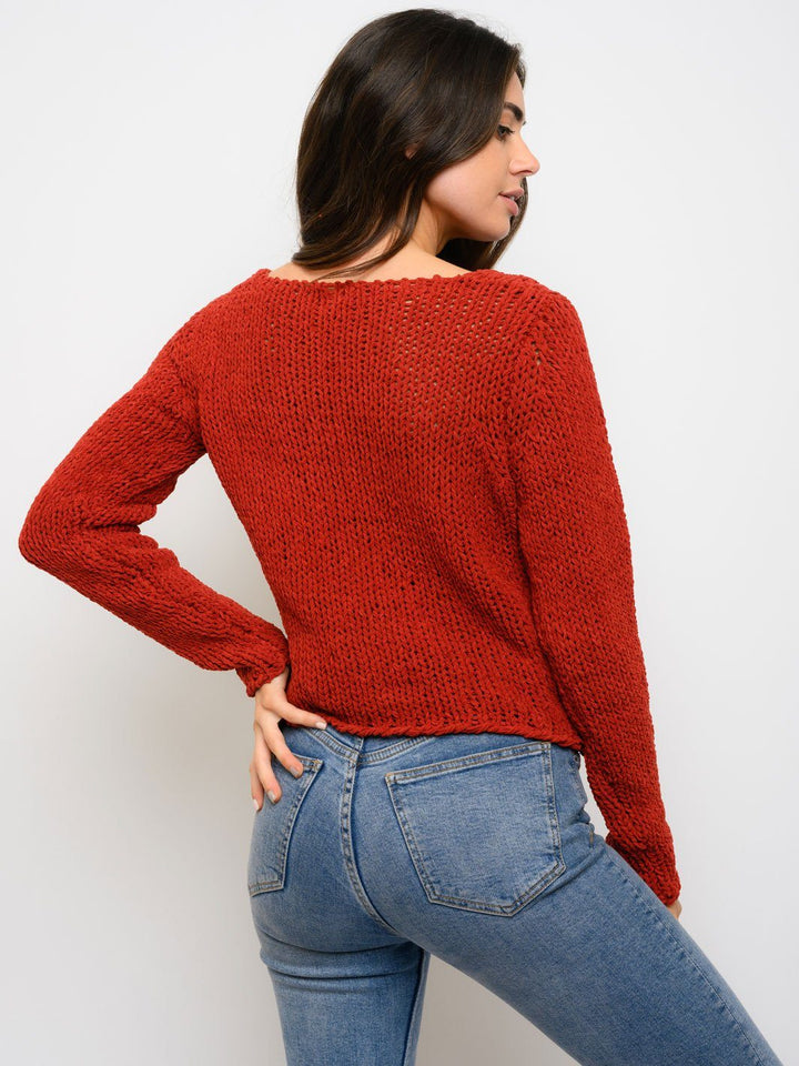 WOMEN'S LONG SLEEVE CROP SWEATER TOP