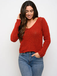 WOMEN'S LONG SLEEVE CROP SWEATER TOP