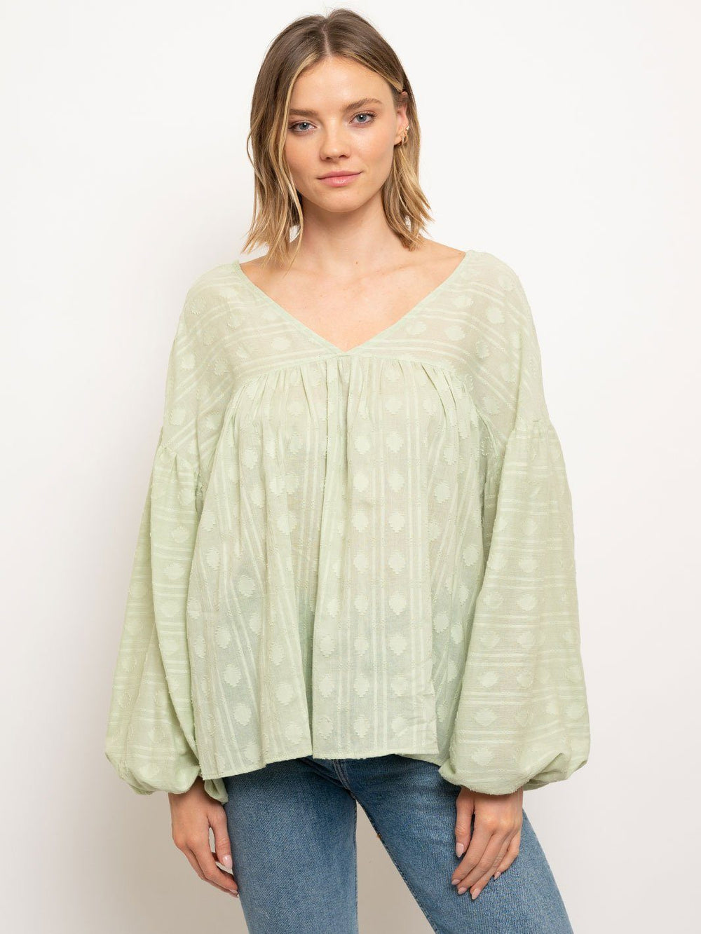 WOMEN'S LONG SLEEVE V-NECK TUNIC TOP