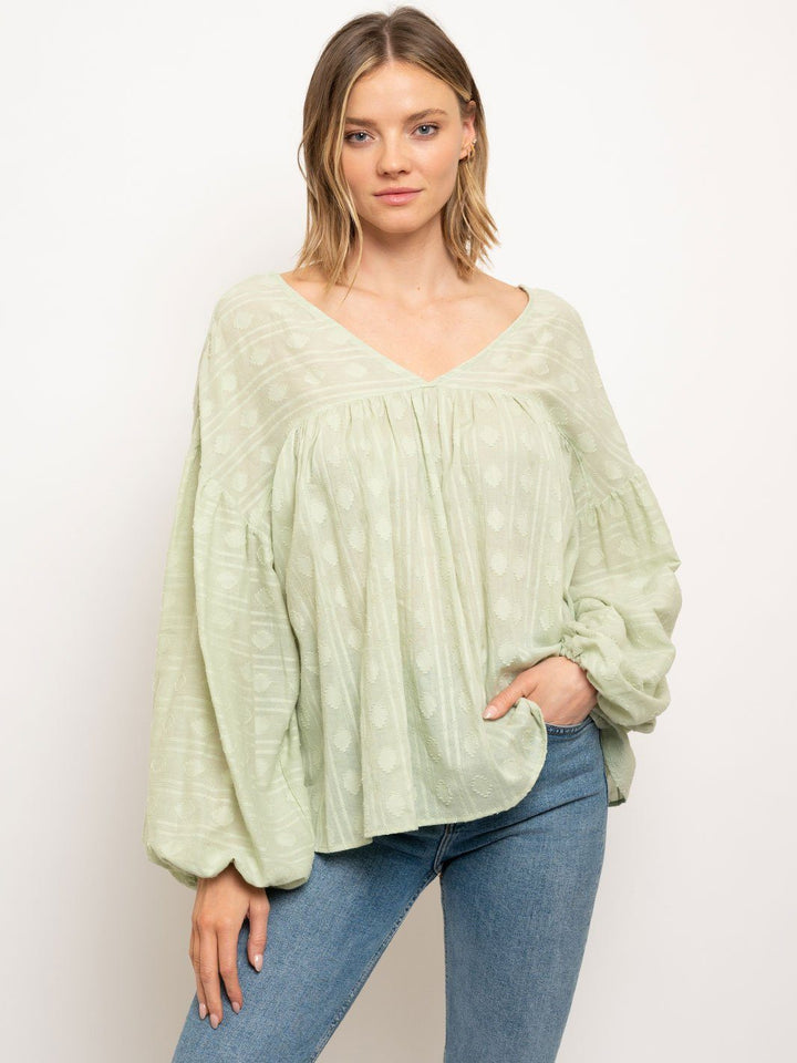 WOMEN'S LONG SLEEVE V-NECK TUNIC TOP