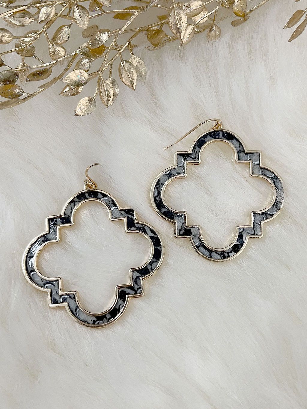 Leather Clover Drop Earrings