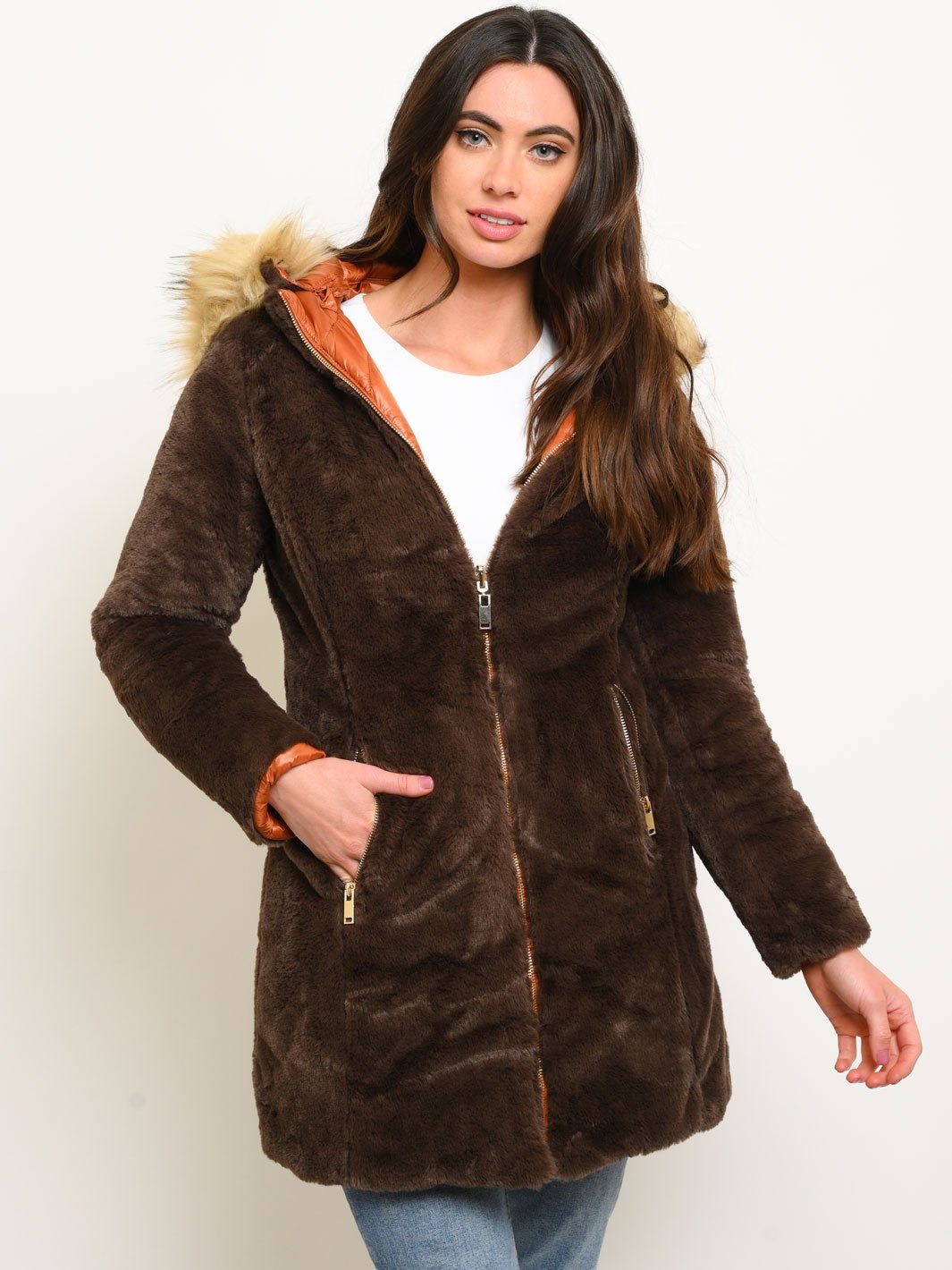 WOMEN'S LONG QUILTED REVERSIBLE COAT