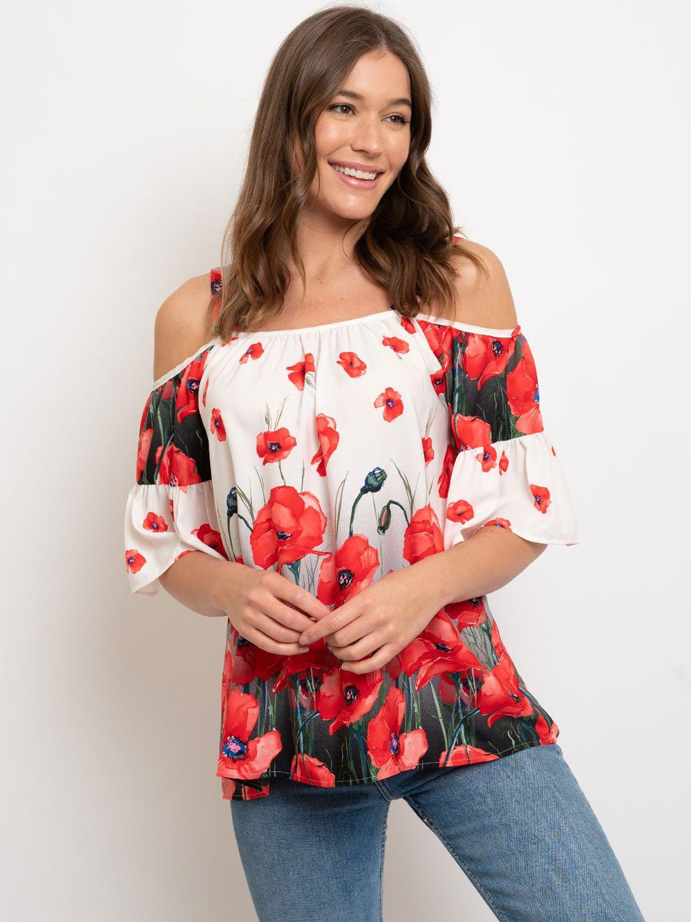 WOMEN'S FLORAL OFF SHOULDER TOP
