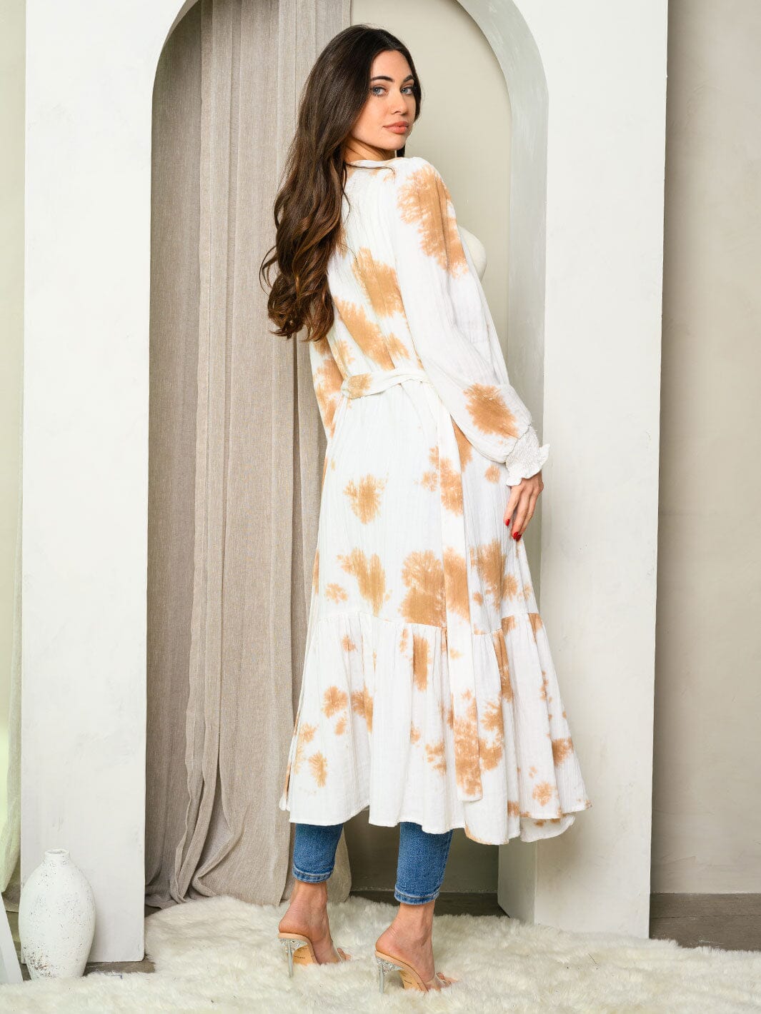 WOMEN'S LONG SLEEVE TIE DYE CARDIGAN