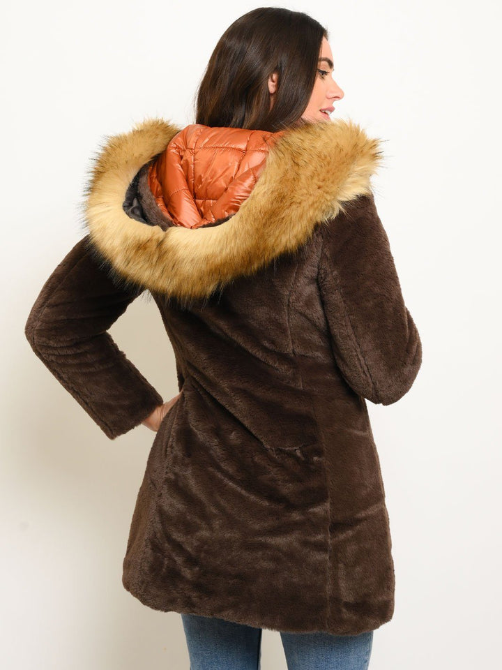 WOMEN'S LONG QUILTED REVERSIBLE COAT