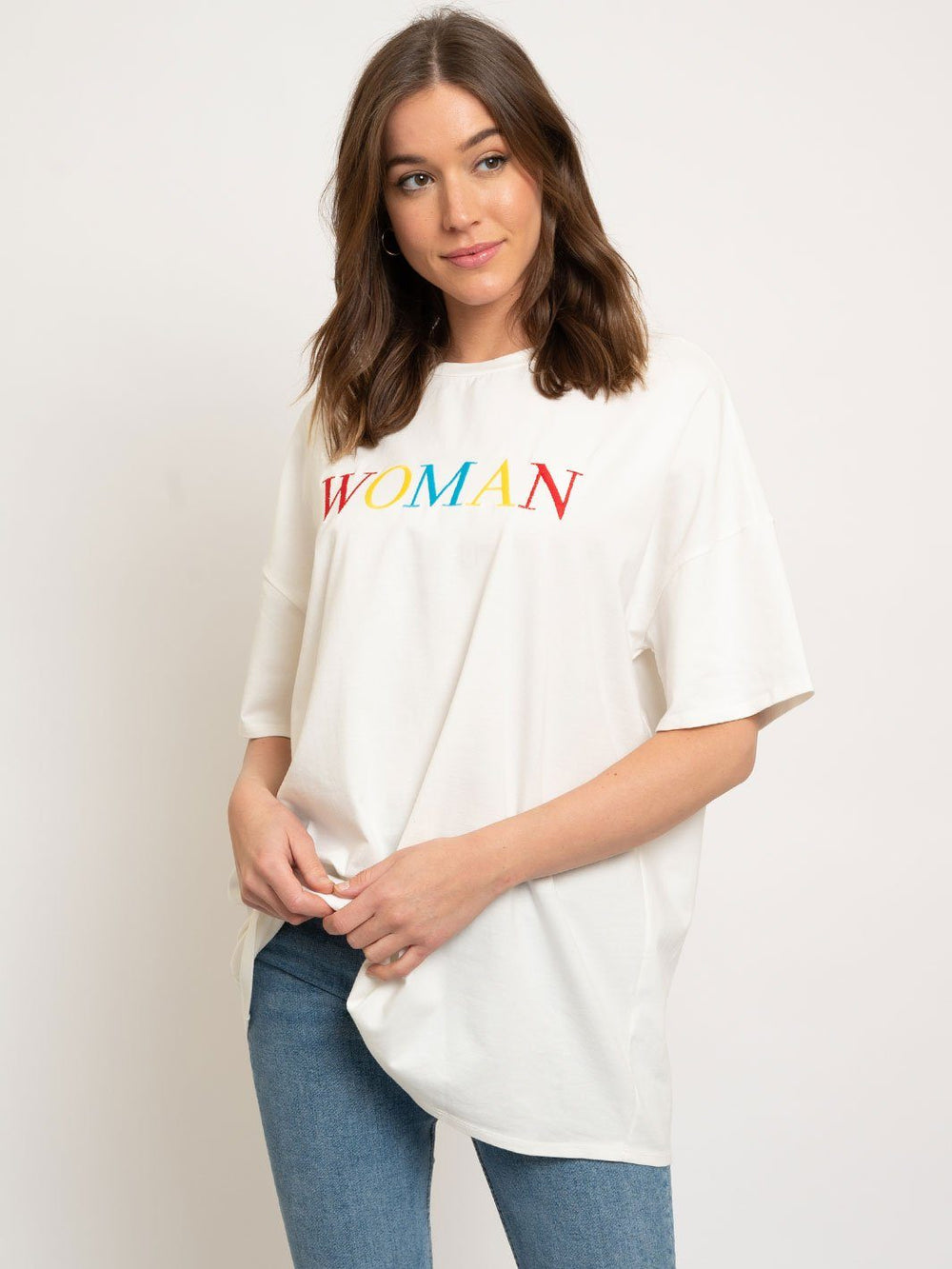WOMEN'S GRAPHIC "WOMAN" TOP