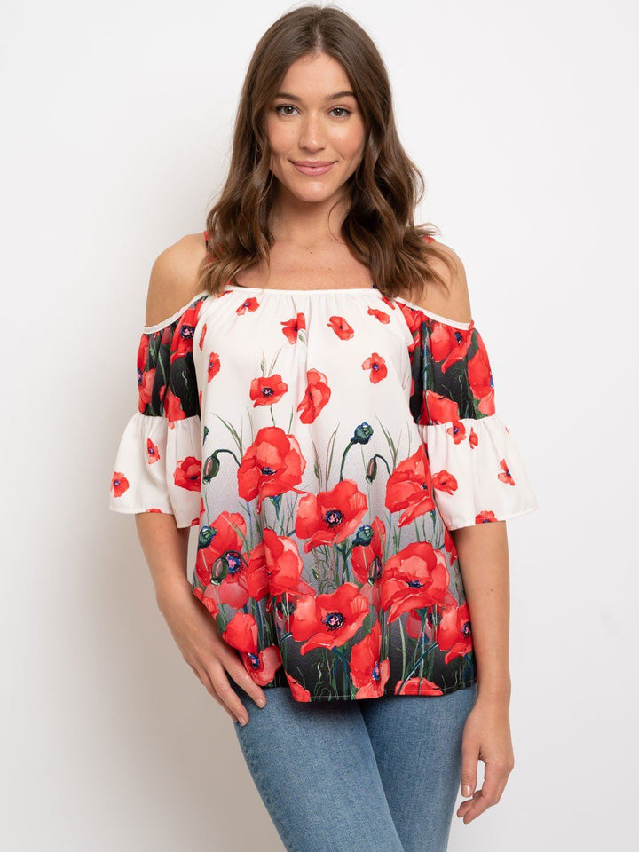 WOMEN'S FLORAL OFF SHOULDER TOP