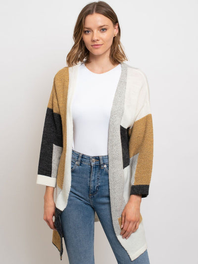 WOMEN'S COLOR BLOCK CARDIGAN